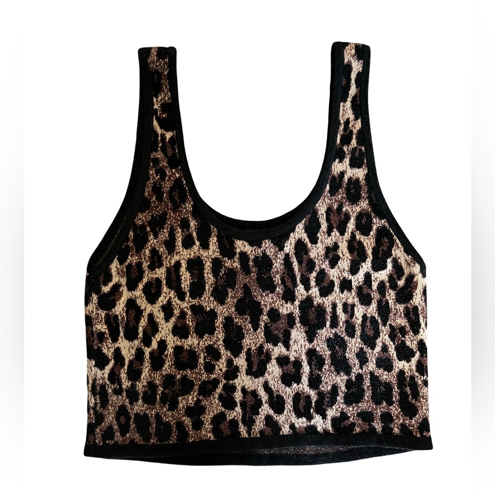 alice+olivia Leopard Print Knit Top, Size L, New Without Tags